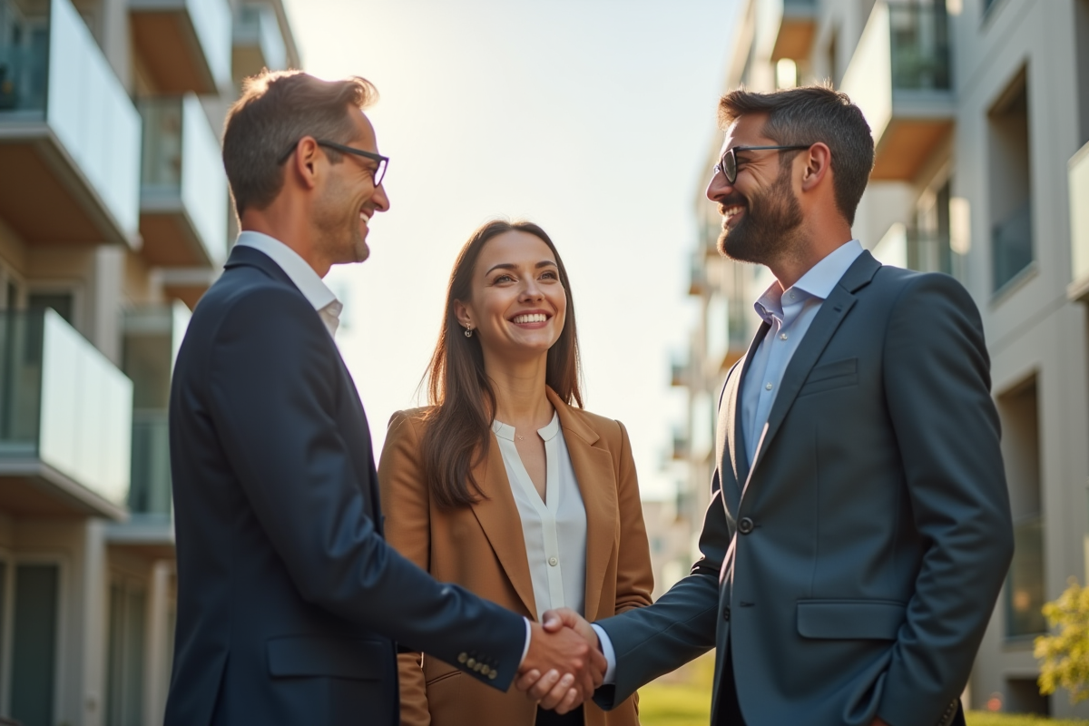 Agent immobilier serrant la main d