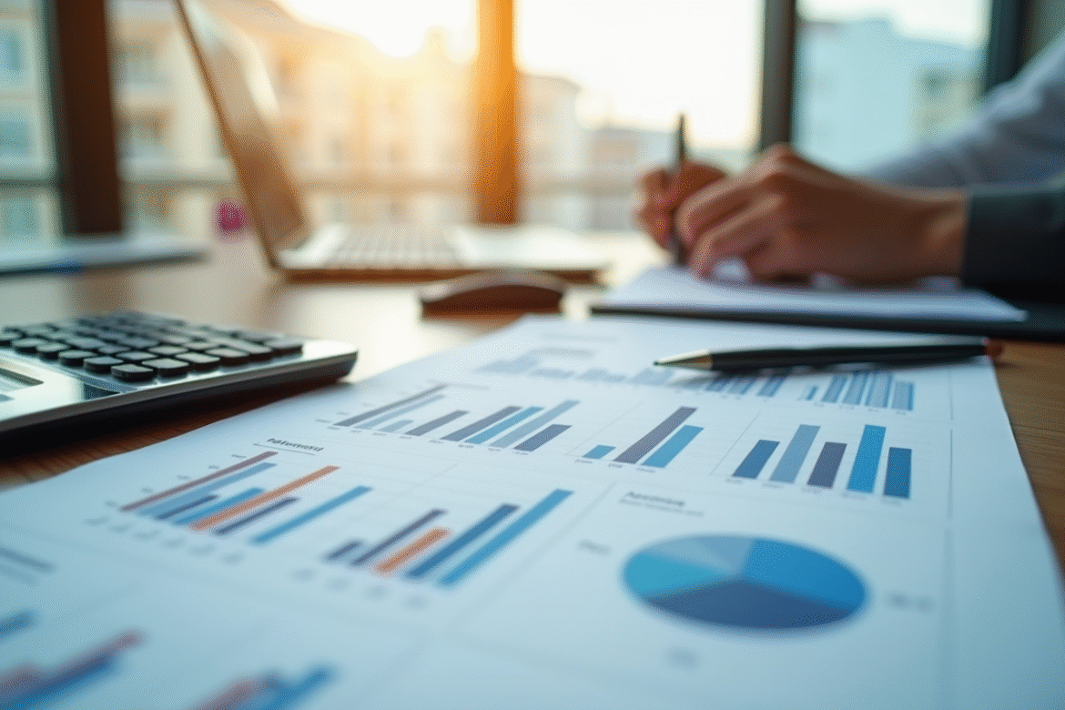 Bureau professionnel avec rapports financiers et tablette