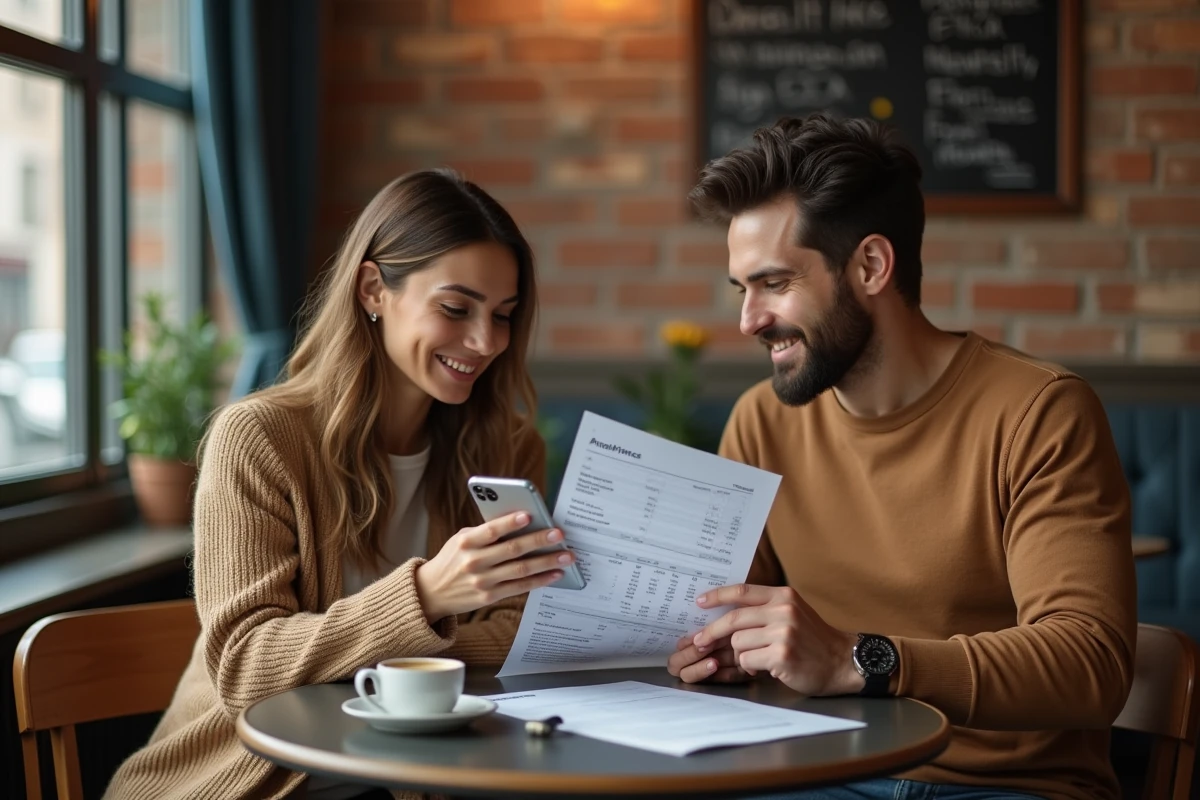 Deux collègues discutant de conseils financiers du blog Ptitclic dans un café