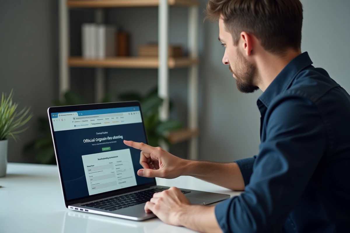 Homme comparant un prélèvement bancaire ADIS avec les informations officielles sur son ordinateur portable