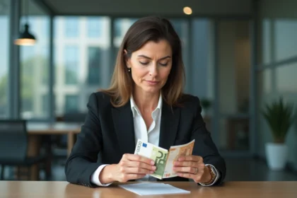 Femme d affaires échangeant des billets de monnaie