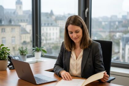 Femme d'affaires en bureau à Luxembourg