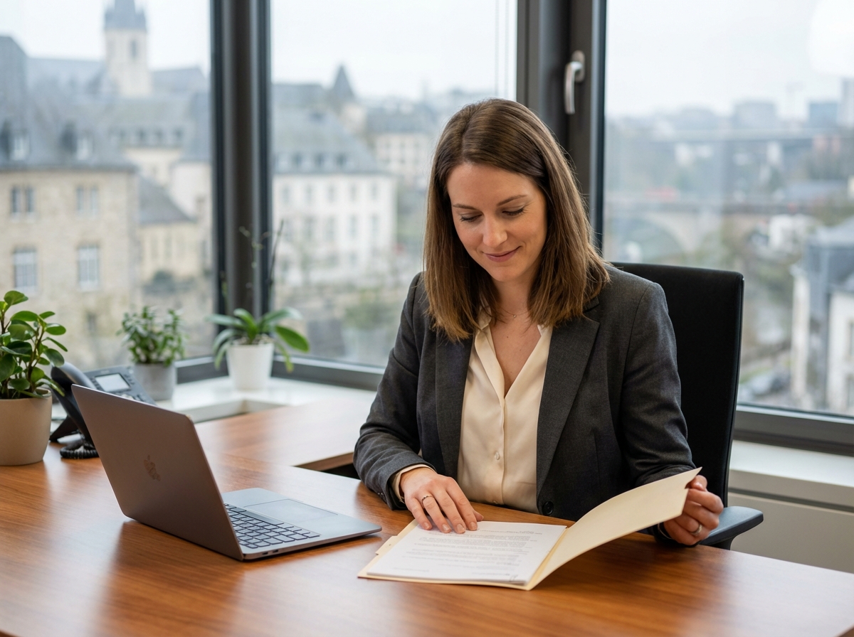 Femme d'affaires en bureau à Luxembourg