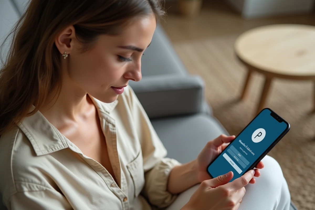 Jeune femme consultant son application bancaire mobile et une tablette pour résoudre un problème de connexion CA35