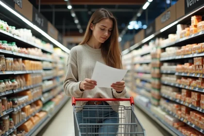 Femme faisant ses courses dans un supermarche moderne