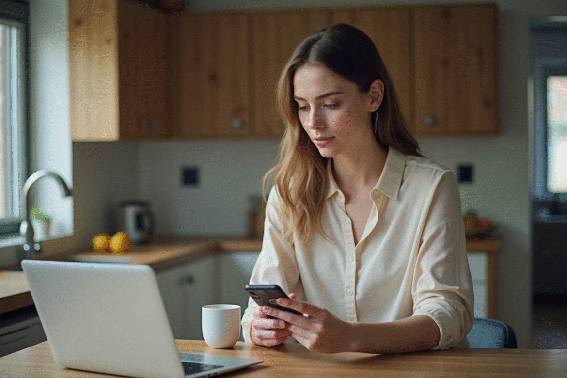 Jeune femme avec smartphone et carte de paiement