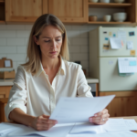 Dettes non retenues pour surendettement : liste et explications Femme d'âge moyen triant des papiers dans une cuisine moderne