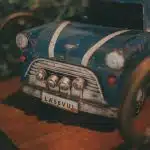 blue vintage car scale model