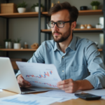 Impôts et trading : ce que vous devez savoir avant de vous lancer dans cette activité financière Homme concentré travaillant sur ses documents financiers