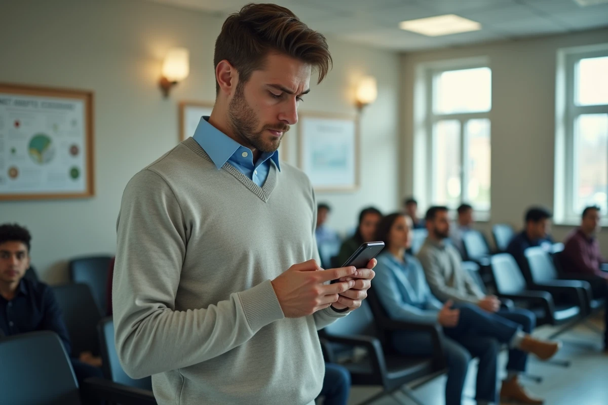 Jeune homme dans une salle d