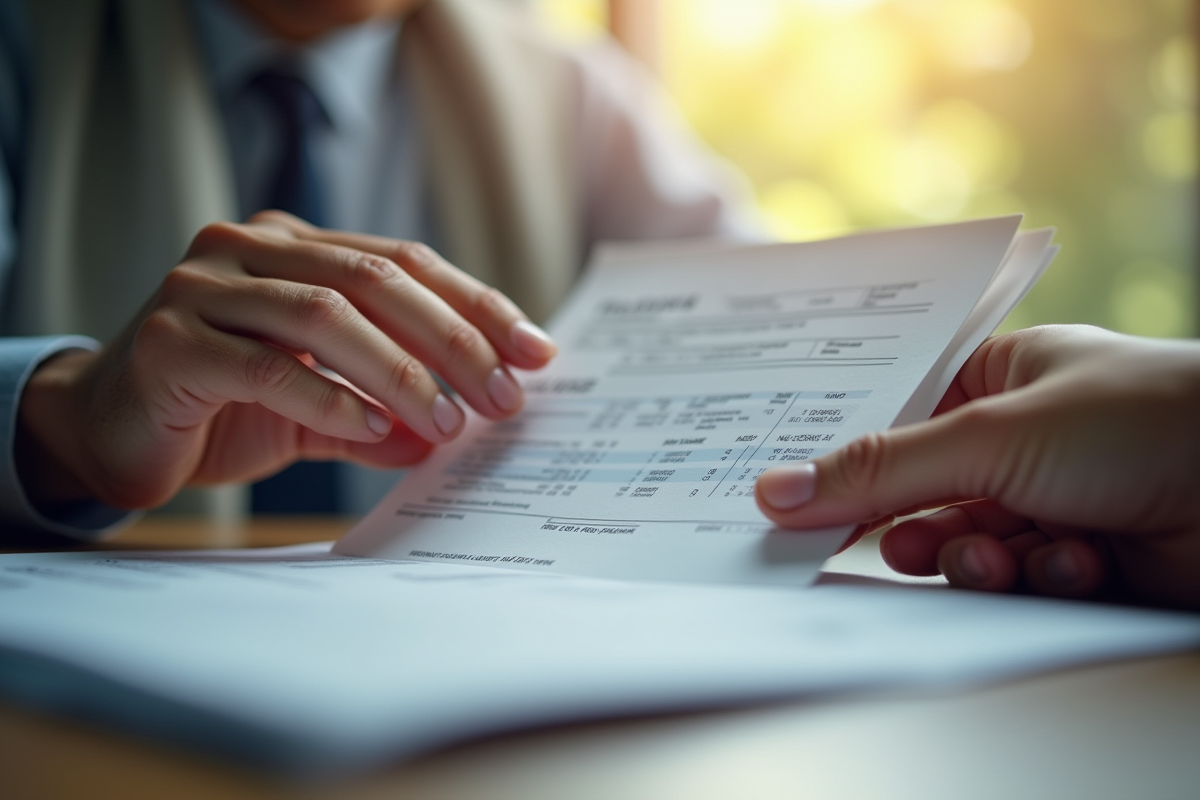 Mains tenant une fiche de paie près d