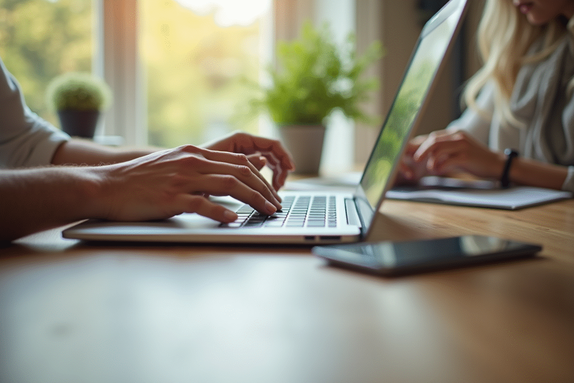 Personne effectuant un paiement en ligne sur un ordinateur portable
