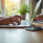 Personne effectuant un paiement en ligne sur un ordinateur portable