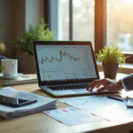 Personne confiante analysant des graphiques boursiers sur un ordinateur