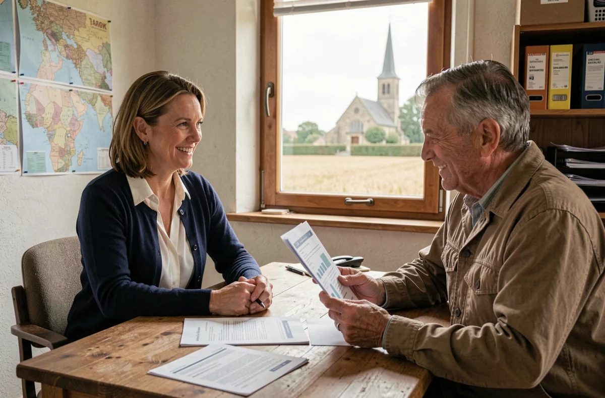 Une conseillère de PresseTaux Saint-Amand et Denain accompagne un artisan local pour un financement professionnel en zone rurale du Nord
