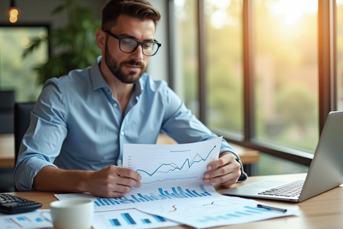 Professionnel comparant documents de prêt immobilier et taux d'intérêt