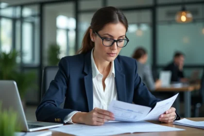 Responsable RH en entreprise analysant des documents de paie liés à la hausse du SMIC 2026