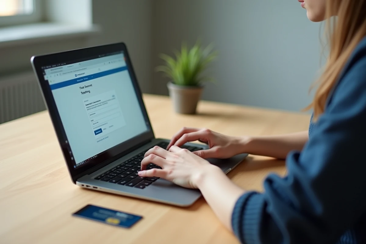 Mains tapant sur un clavier pour sécuriser un compte bancaire en ligne et bloquer des prélèvements REMISEREDUC non souhaités